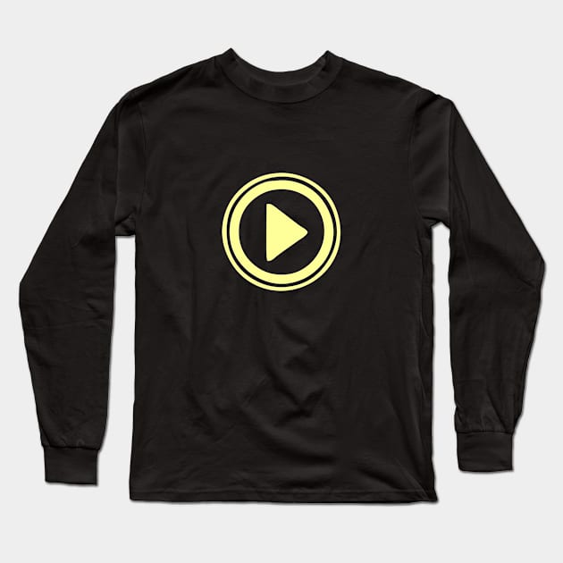 Yellow Play button. Just click me, please! Long Sleeve T-Shirt by Rabarbar